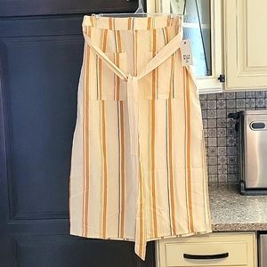 Billabong Cream Midi Skirt with Yellow & Orange Stripes